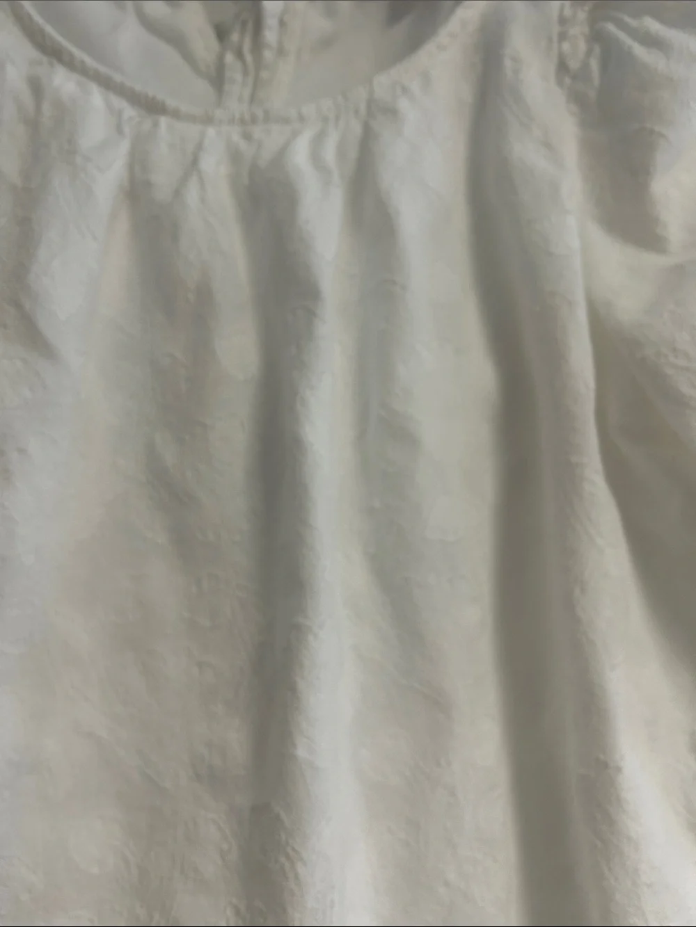 LC Lauren Conrad White Puff-Sleeve Embroidered Lined Blouse